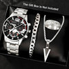 Factory Direct Sales Watch Set Watch Men's High-End Glass Quartz Watch Steel Belt Men's Watch Dropshipping