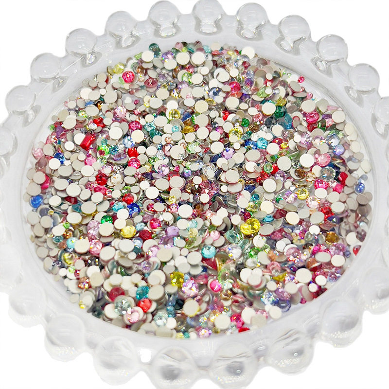 Nail Art Rhinestones 33-Cut Flat Bottom K9 Rhinestones Colorful Round Hairpin Makeup Handmade DIY Rhinestones Nail Art Fingertip Decorations Wholesale