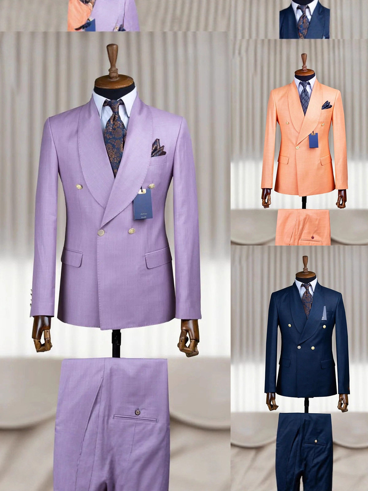 solid color double row two-piece suit slim fit banquet wedding groomsmen male suit