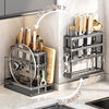 Kitchen Knife Holder, Chopstick Cage, Storage Rack, Multifunctional Countertop Cutting Board Rack, Integrated Storage Rack for Cutting Boards and Knives