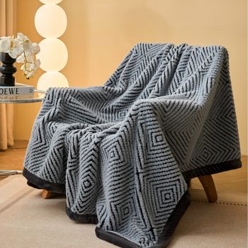 Light Luxury Style Warm Sun Velvet Jacquard Double-Sided Velvet Single-Layer Blanket Air-Conditioning Blanket Office Sofa Nap Blanket Car Blanket