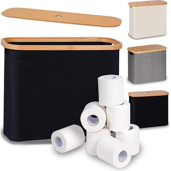 Amazon Storage Box Bamboo Cover Tissue Roll Storage Basket Fabric with Cover Foldable Toilet Paper Sundries Storage Basket