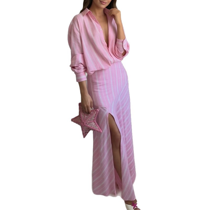Striped Long Sleeve Shirt Dress Slim Fit Casual Style Summer Fashion Wholesale Available bulk order