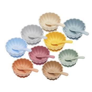 2022 new pumpkin lace silicone bowl spoon baby children's products feeding tableware anti-fall suction cup complementary bowl spoon