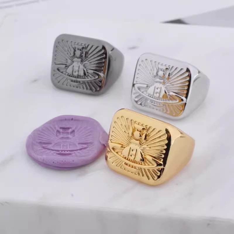 Горячая распродажа элитной версии кольца Queen Mother West square fire paint Saturn brilliance ring с простой индивидуальностью и звездой в том же стиле. Изображение 1