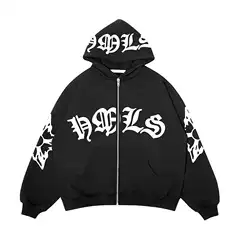 2023 Zipper Sweatshirt Gothic Alphabet Print hoodie Fashionable oversize hoodie Student Clothes