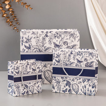 Gift bag high-end sense retro color handbag fashion cross-border paper bag gift bag packaging bag can be printed logo