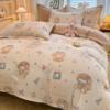 Autumn and Winter Thickeneded Pure Cotton Brushed Bed Bed Sheets Set, Cotton Quilt Cover, Fitted Bed Sheets, Three-Piece Set, Kidsren's Cartoon Bedding