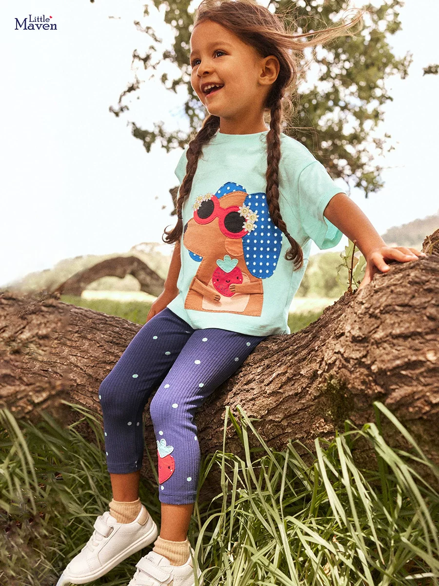 Set Anak Perempuan Baru, Set Kaos dan Celana Panjang Musim Panas Dua Bagian, Set Anak Kartun