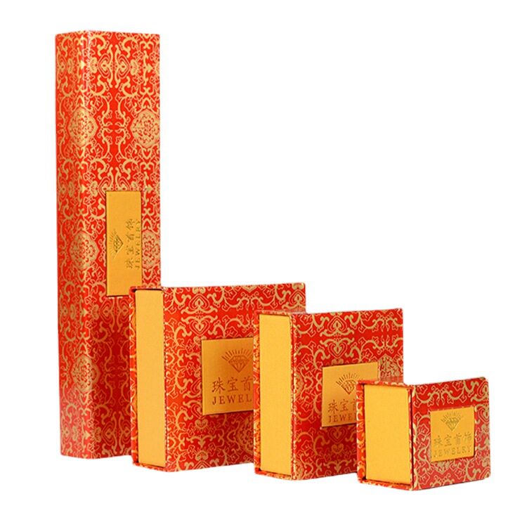 Red Gold Flower Window Factory Direct Sales Wholesale Jewelry Box Jewelry Wedding Gift Box Ring Earrings Pendant Box Can Be Logo