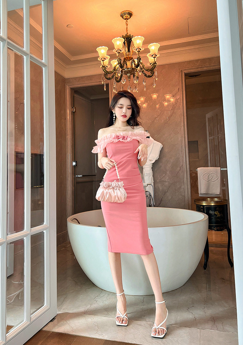 Đầm ôm body nữ dáng midi cổ yếm tay ngắn chất liệu thun lạnh cao cấp — [Hồng đậu] chi tiết 6