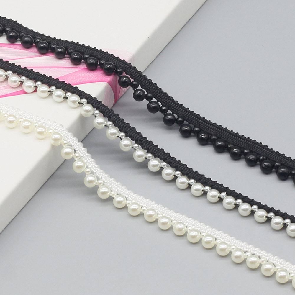 Explosions clothing accessories webbing unilateral pearl lace clothing accessories handmade beaded bar code spot wholesale