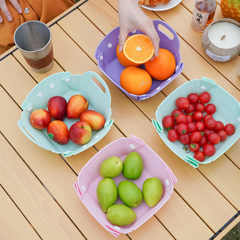 Creative Multifunctional Portable Fruit Basket Outdoor Travel Folding Basket Hand-Held Basket Folding Cutting Board Folding Storage