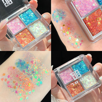 Four-Color Sequin Eye Shadow Kidsren's Kindergarten Stage Makeup Makeup Palette Glitter Eye Mermaid Eye Makeup Fantasy Smoky Makeup