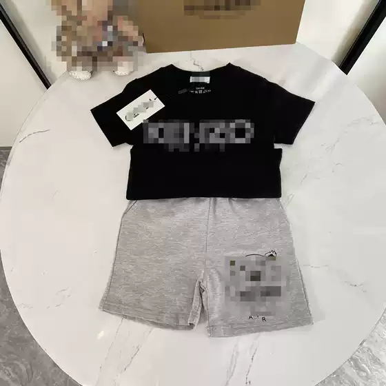 2025 New Summer Boys' Round Neck Short-Sleeved Shorts Suit Fashionable T-Shirt Tops Handsome Letter Printed Boys