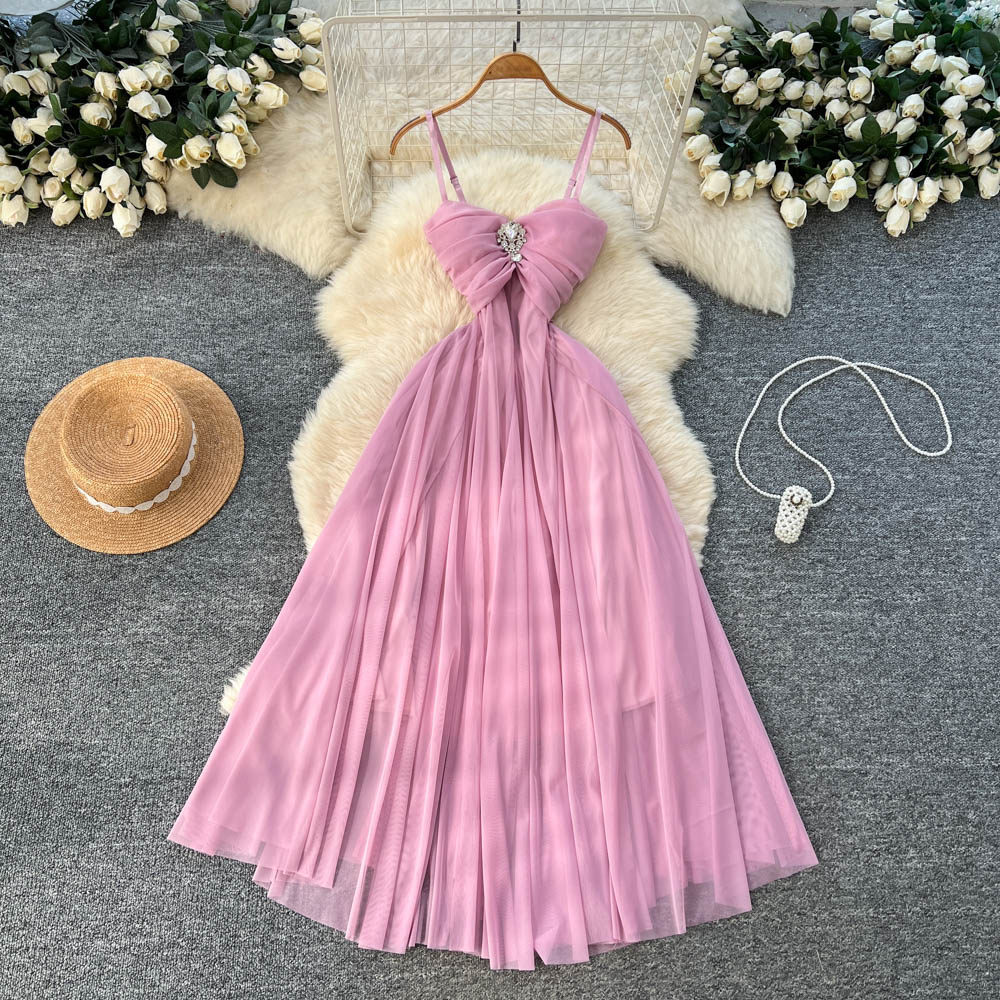 French Inspired Elegant Tulle Slip Dress Soft A Line Silhouette Waist Defining High Quality Fabric Spring Summer