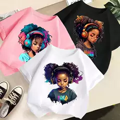 New Cross-Border Style Girls' Short-Sleeve Cotton Cartoon Print T-Shirt, Fashionable Casual Top, Trendy Children's Clothing for Export