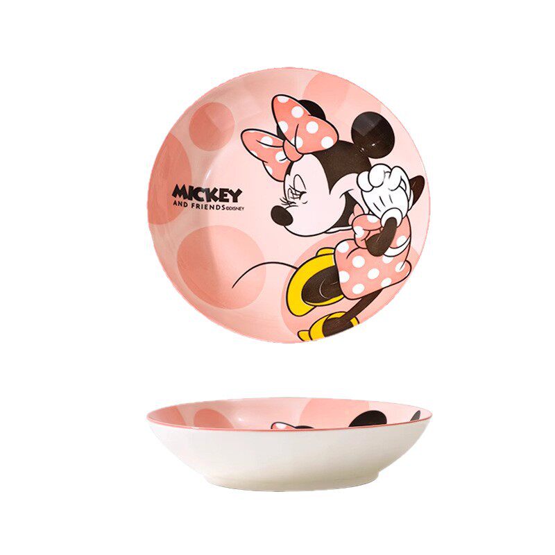 Disney Mickey Deep Dish Plate 8inch Ceramic Particularly Beautiful High-End Home High-Value Dinner Plate