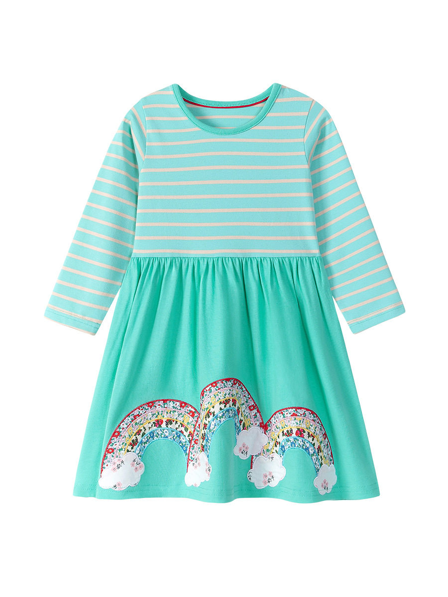 Style Girls' Dress Wholesale, New Autumn Long-Sleeve Striped Baby Cotton Dress
