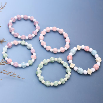 Simple Forest Style Macaron Ceramic Bracelet for Male and Female Students Gifts Jingdezhen Ceramic Jewelry Bracelet Wholesale