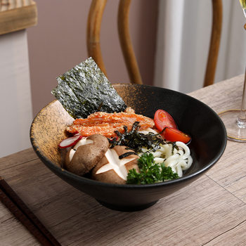 Creative Japanese-style Roodle Bowl Large Noodle Bowl Commercial Bucket Bowl Ceramic Bowl Household Rice Bowl Soup Bowl Tableware Set