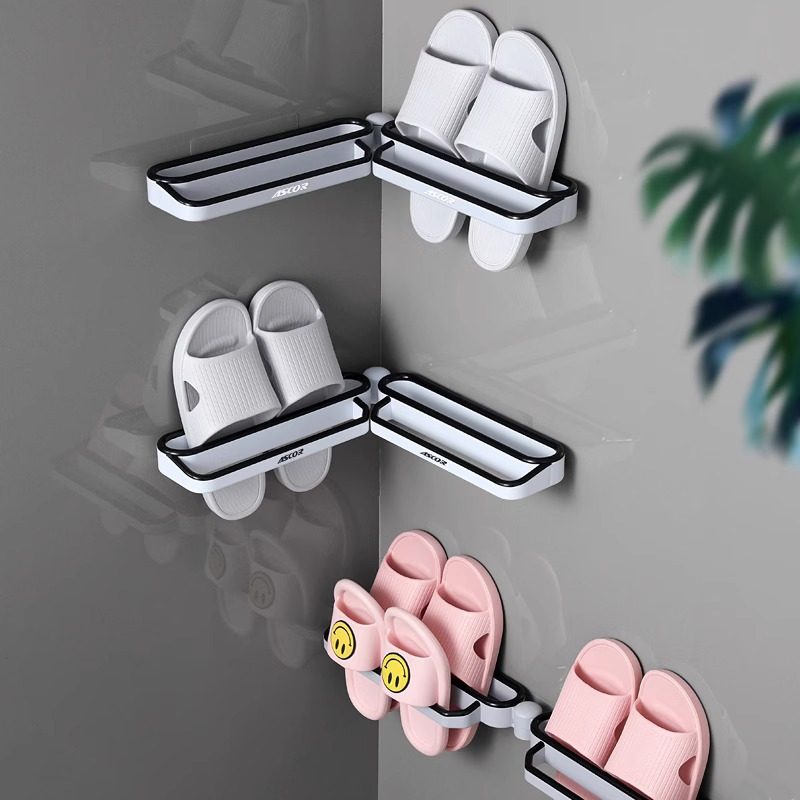 Bathroom Slipper Rack Without Punching, Bathroom Draining Wall-Mounted Toilet Storage Artifact, Shoe Rack for Shoe Care