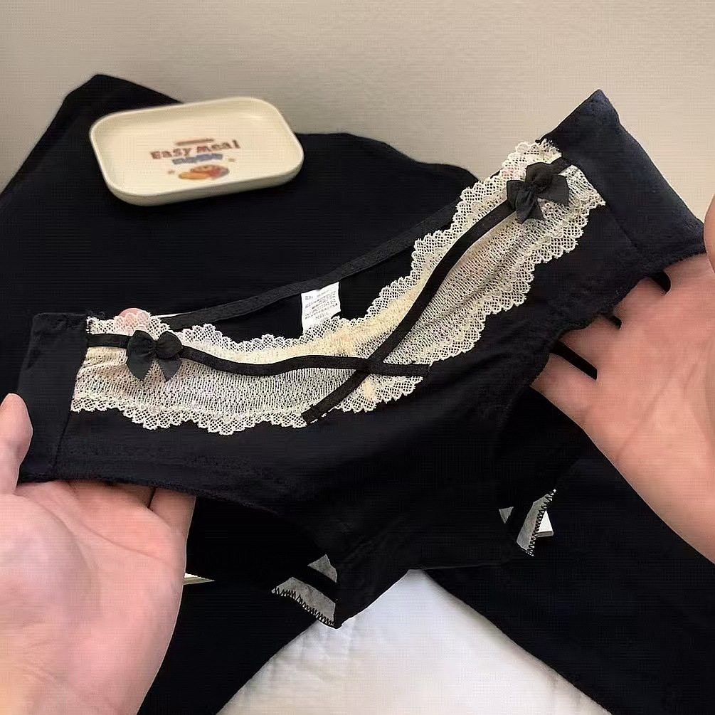 Sexy Pure Cotton Panties for Women 7A Full Cotton Crotch Mid-Waist Plus Size Women's Japanese Style Pure Desire Girl Lace Panties for Women