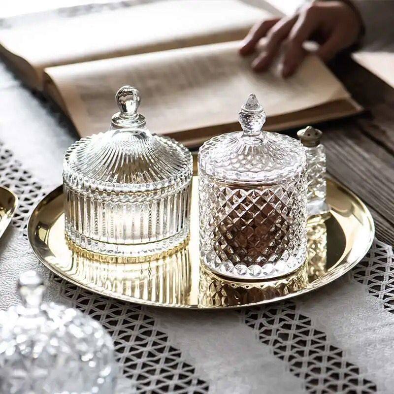 Glass Jewelry Box Candy Jar Cotton Swab Cartridge Case Ashtray Scented Tea Jar Storage Box Storage Jar