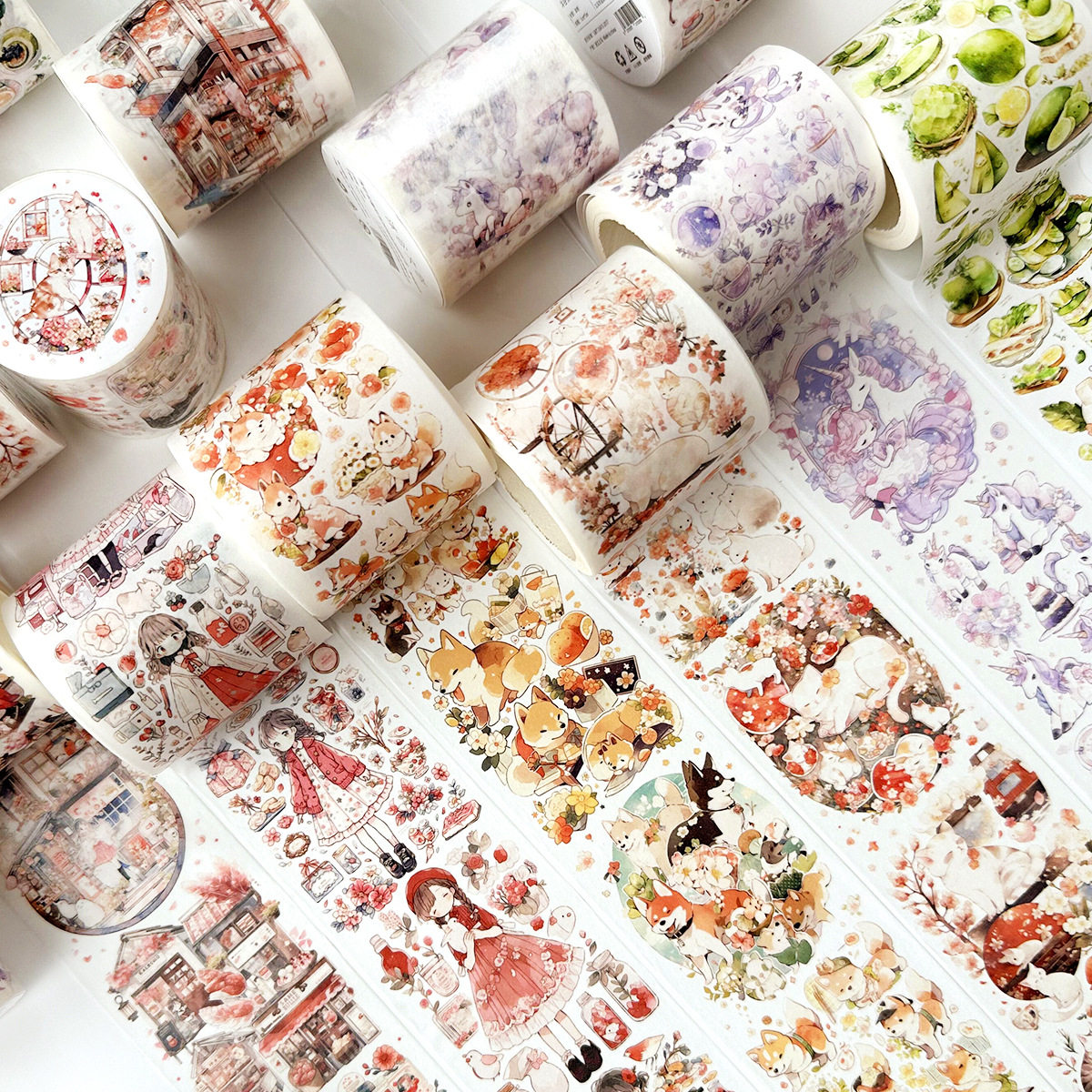 Long Cycle Special Oil and Paper Tape Ins Cute Girly Heart Handbag Tape Cartoon Sticker Kidsren's Handbag Tape