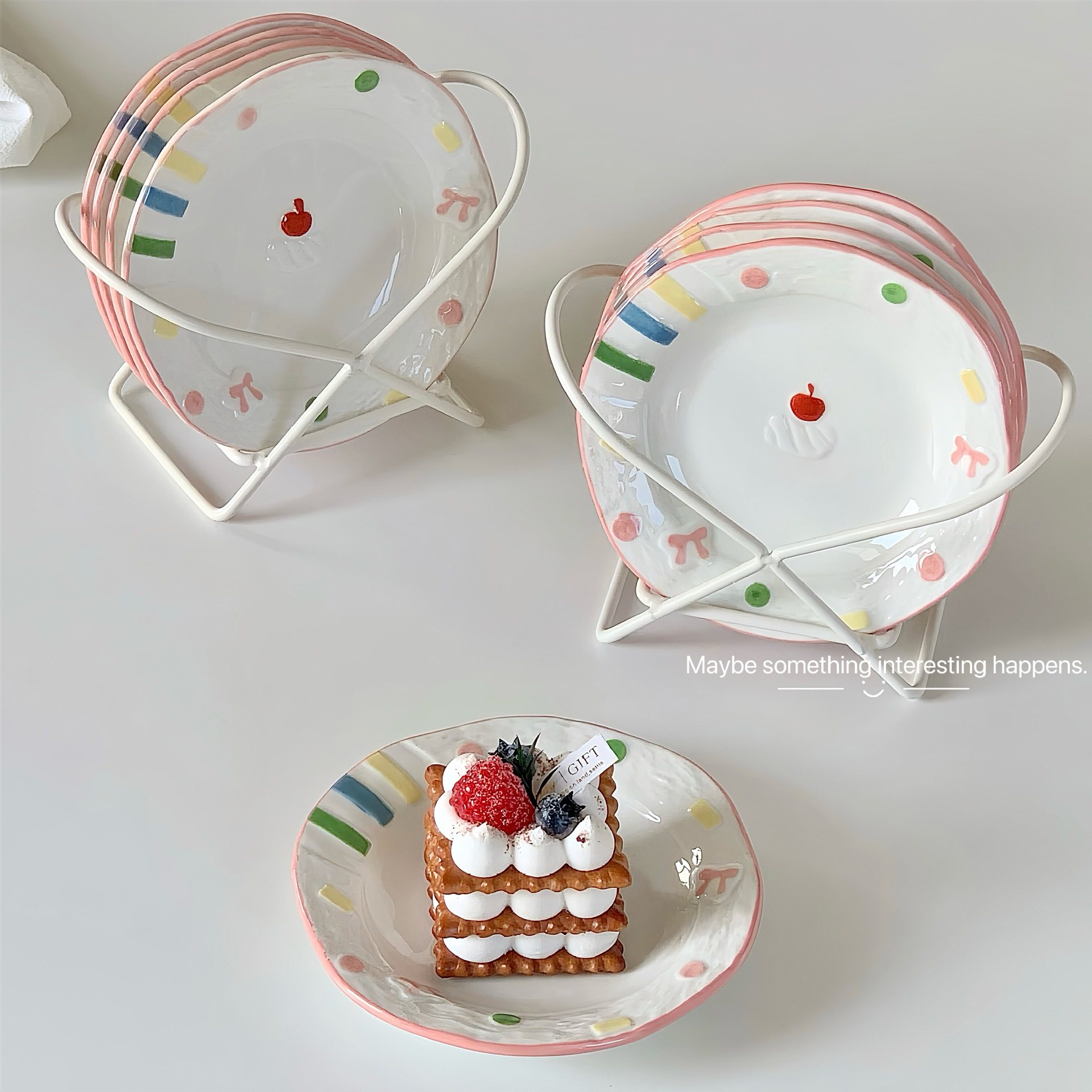 Hand-painted tableware creative home breakfast dessert plate 6 inch cake plate fruit plate cute girl heart plate