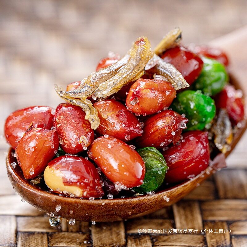Small Fish Peanut Rio Five-spiced Fried Original Net Red Small Fish Peanut Rice Roasted Merchandiser with Wine and Vegetables Ready-to-eat in Open Bag