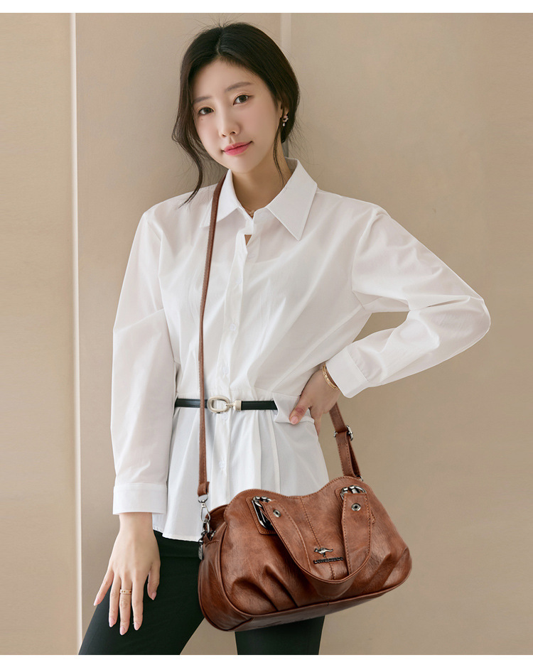 Túi xách nữ đeo vai dáng ngang chất liệu PU vân vỏ cây — màu đen, Màu đỏ rượu, Màu nâu, Màu tím