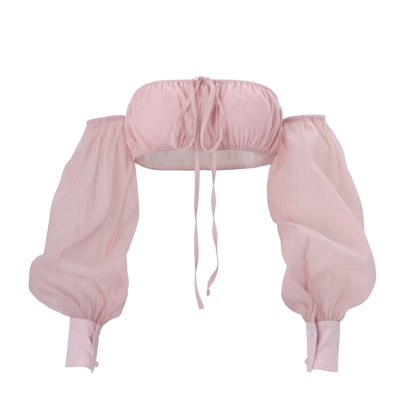 Womens Spring Fashion Top Off Shoulder Lantern Sleeves Cropped Length Trendy Sweet and Spicy Style Wholesale