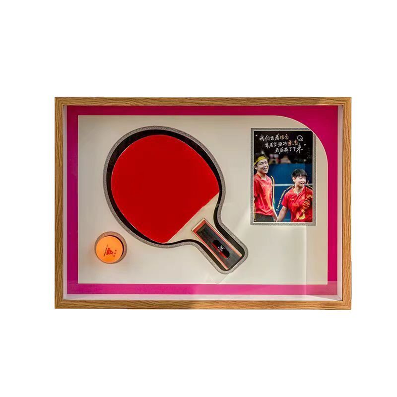 Mounting Table Tennis Racket Plus Photo Display Frame Hollow Storage Collection Photo Frame Picture Frame Display Stand Can Be Hung on the Wall and Table