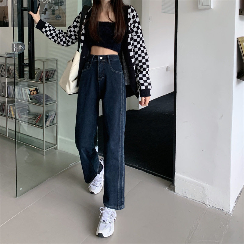 High Waisted Wide Leg Jeans Vintage Design Loose Fit Spring Fall Style Wholesale Womens Denim Trousers
