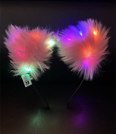 发光发箍头饰狐狸毛猫耳朵头箍春节地摊夜市摆摊小商品玩具批发