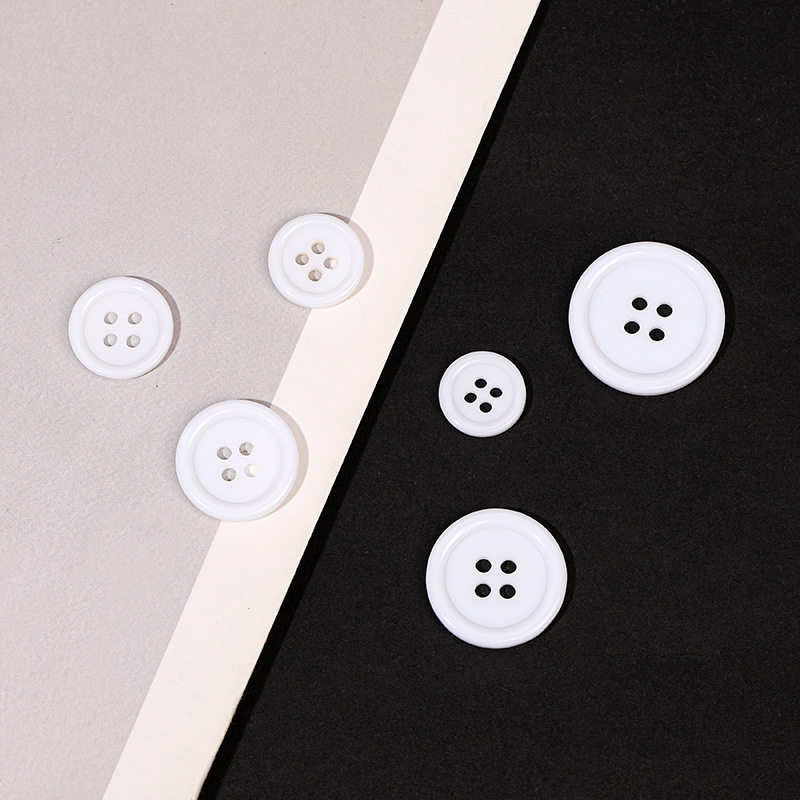 Wide Edge Resin Buttons, Thin Edge Buttons, Bread Buttons, Pure White Simple Buttons, Shirt Knitwear Sweater Buttons