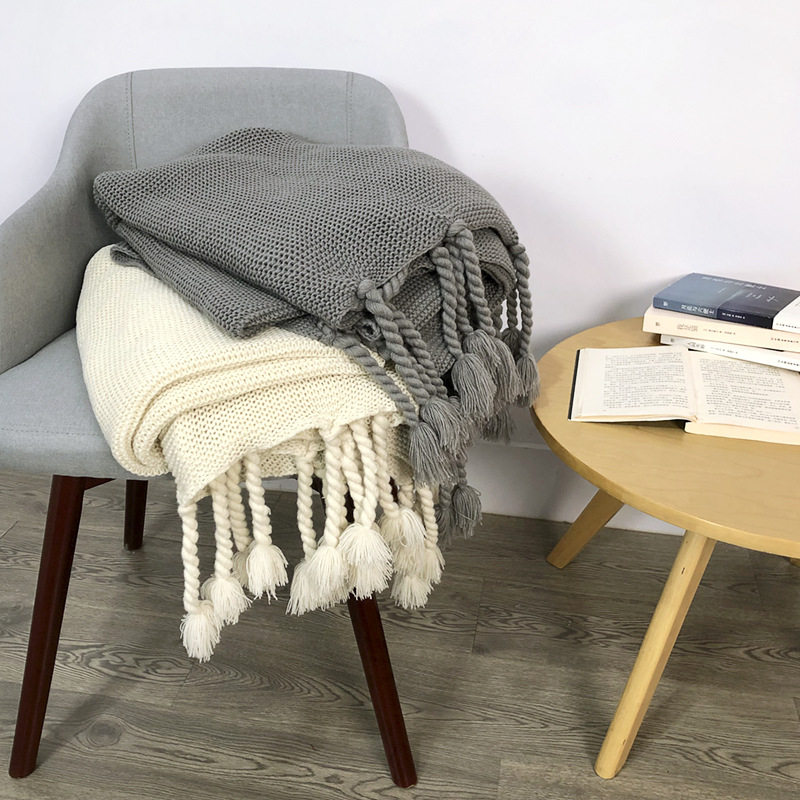 Scandinavian Ins Thick Wool Woven Blanket Sofa Blanket B&B Bedside Blanket Office Nap Blanket Knitted Throw Blanket