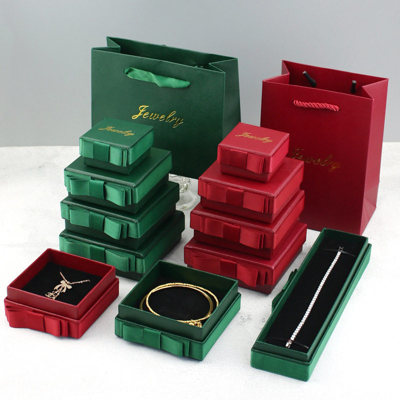 Dark Green Bow Jewelry Box Jewelry Packaging Jewelry Box Ring Necklace Box Bracelet Bracelet Box Jewelry Box Wholesale