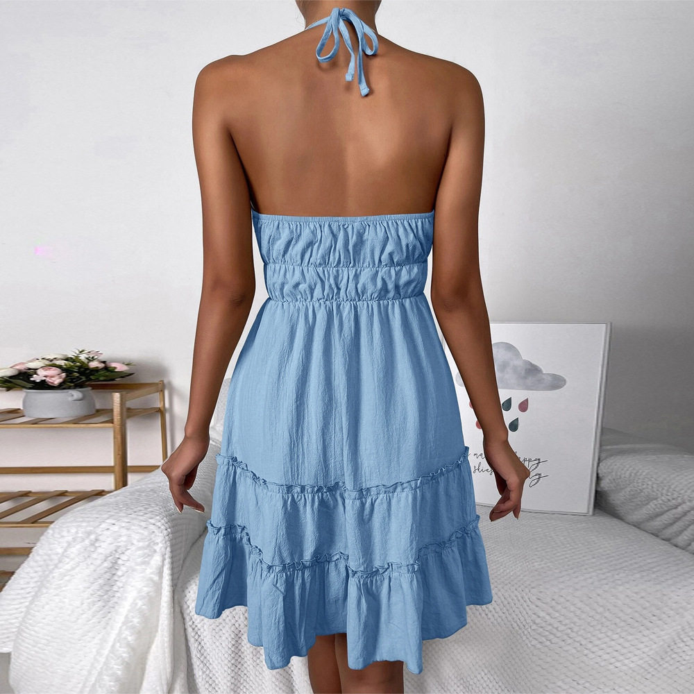 Mini Dress Sexy Backless Halter Neck Floral Print Casual Summer Wear Wholesale Available customizable