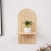 Wooden Wall-Mounted Shelf, Bohemian Style Wooden Living Room Decorative Shelf, Aromatherapy and Perfume Display Stand