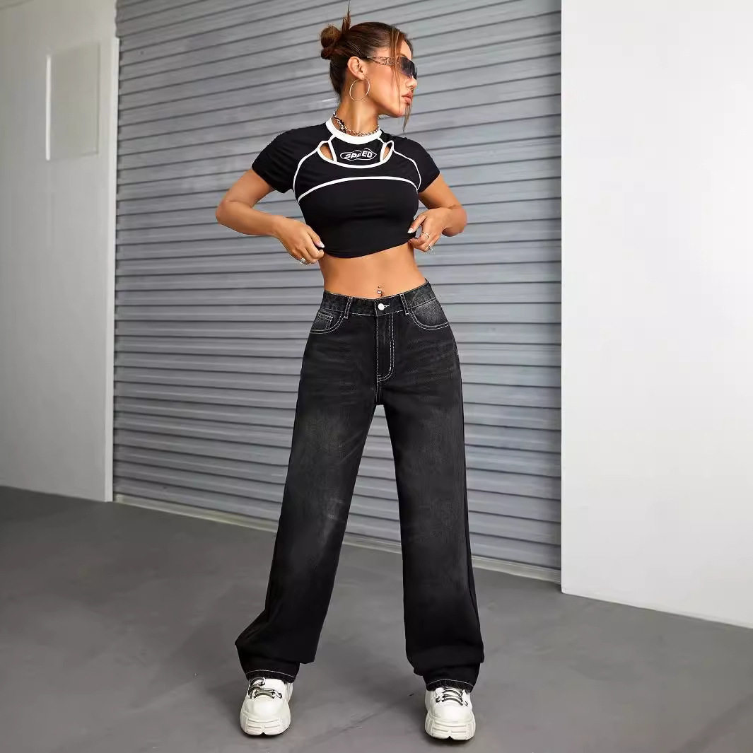 Wide Leg Denim Trousers Slim Fit Trendy Style Casual Wear Wholesale Available low MOQ fast shipping