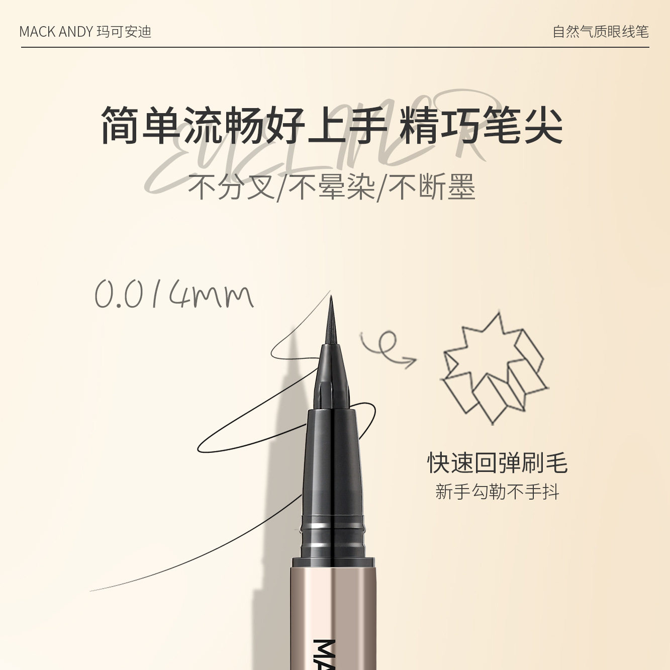 Marco Andy Eyeliner Pen, Ultra-Fine, Quick-Drying, Waterproof, Sweat-Proof, Smudge-Proof, for Defining the Lower Lash Line and Under-Eye Area