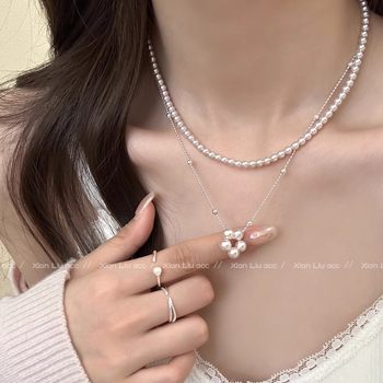 French-Style Pearl Necklace New Layered Light Luxury High-End Clavicle Chain Fashion Simple Versatile Choker