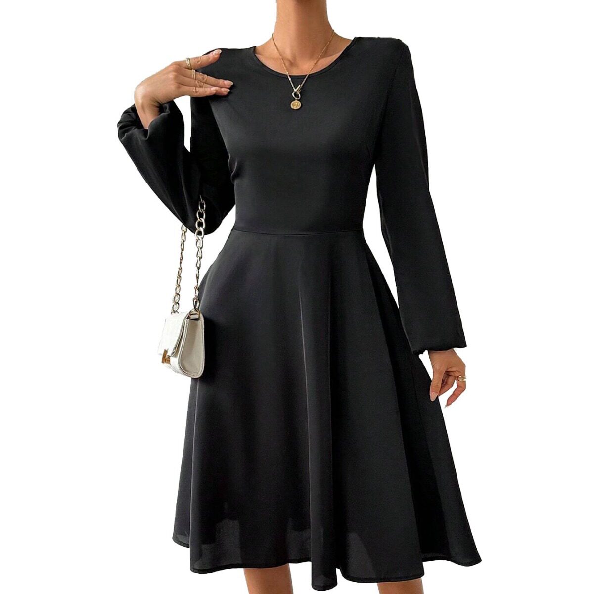 Elegant Womens Dress Minimalist Design Unique Backless Style Mid Length Perfect for Autumn and Winter Wholesale