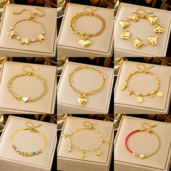 All-match ins Golden Fashion Jewelry Bracelet Light Luxury Simple New Color-free Titanium Steel Bracelet Women's Four-leaf Clover Cross-border