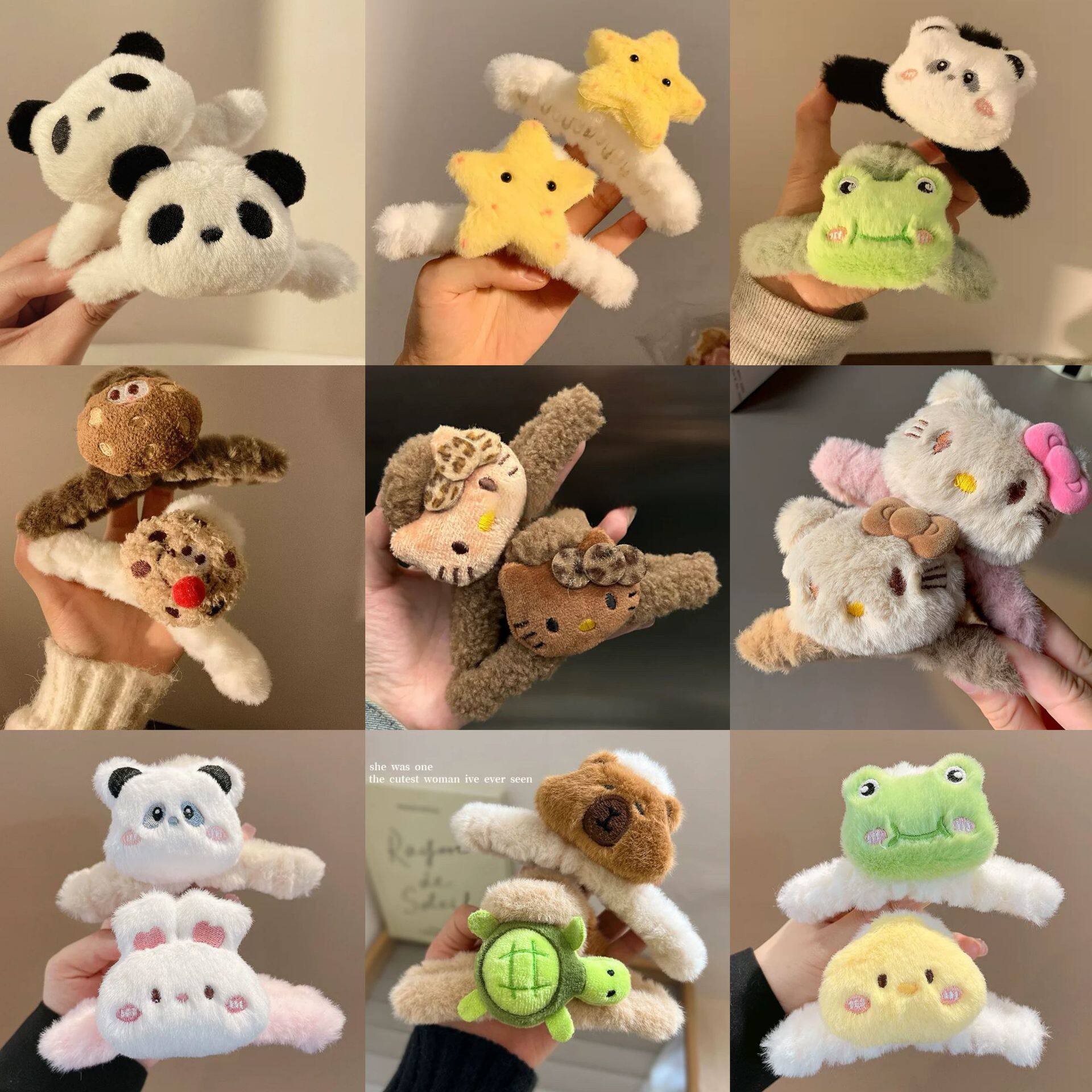 Korean style new sweet girl double-sided kt bow plush grippe...