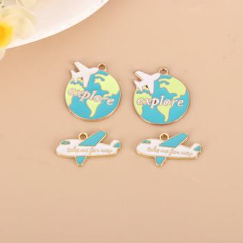 DIY Alloy Oil Drop Jewelry Accessories Letter Earth Airplane Travel Style Hand Rope Pendant Key Chain Pendant Pendant