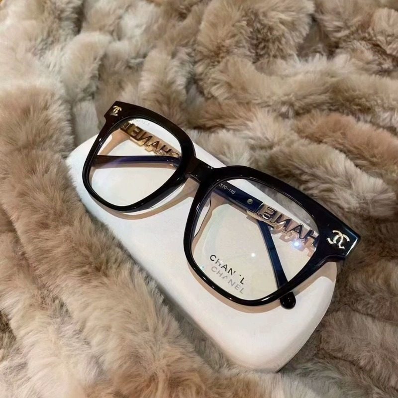 Flat Glasses 0748 Gray Large Frame Eyeglasses for Women Ins Internet Celebrity Style Square Frame with Letter Temples