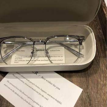 Mirrors Half-frame Short-sighted Eye Frame Men's Transparent Coconut Grey Eyebrow Frame Anti-blue Light Eye Plain Mirror Women's 2204